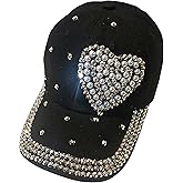 Popfizzy Pearl Heart Rhinestone Hat for Women, Bling Hats, Heart Accessories, Bedazzled Baseball Cap, Bling Gifts for Women