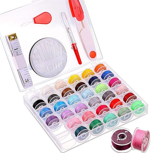 Set de 36 Bobinas y Herramientas de Costura, Incluye Bobinas de Hilo de Coser con Caja,