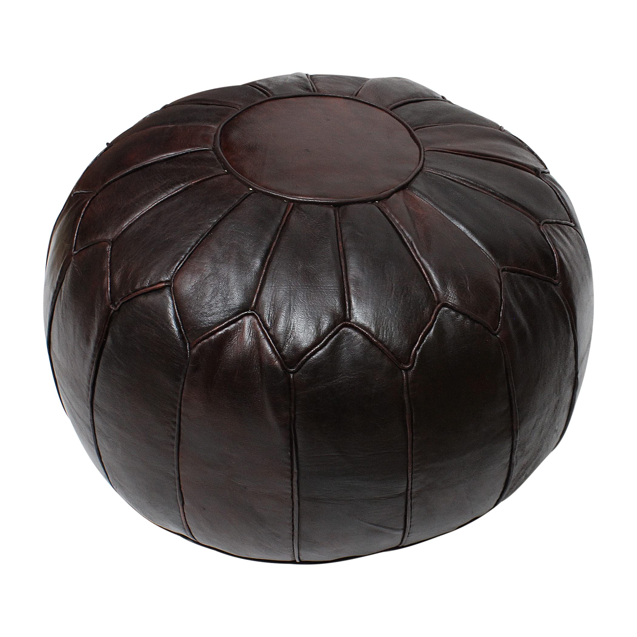 ESSENCE OF MOROCCO Moroccan Pouffe Pouf Footrest Footstool Ottoman Large Vintage Dark Brown Tan Real Leather Handmade Hand-stitched (COVER ONLY)