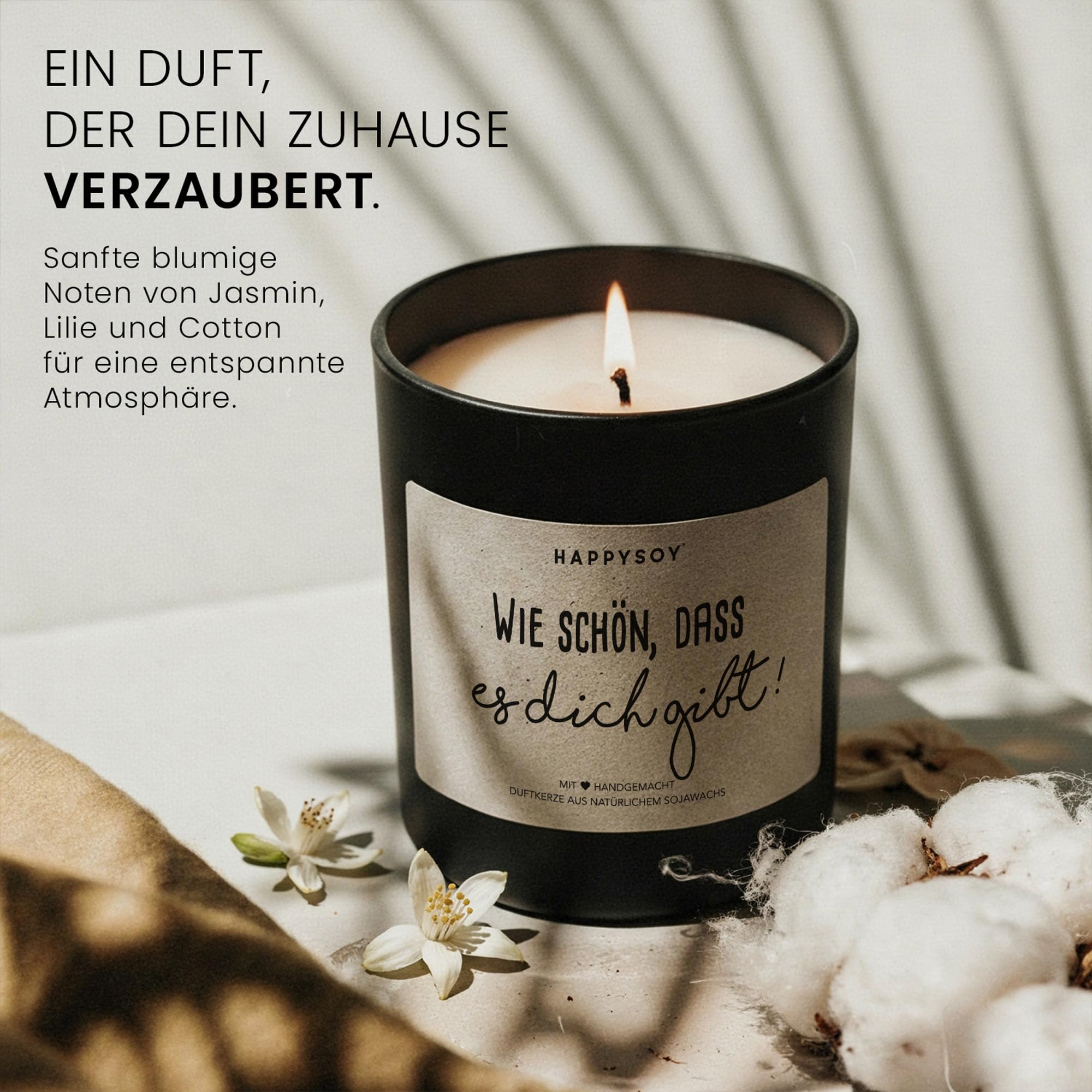 Wie schön, dass es dich gibt - Duftkerze mit Spruch als Geschenk für Freundschaft & Dankeschön, beste Freundin, Mama, Schwester, liebevolle Kerze im Glas 2