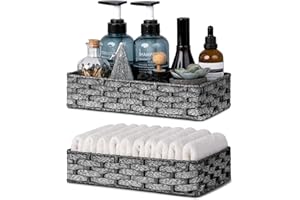 LAB COSI Labcosi Toilet Paper Basket for Back of Toilet, Toilet Paper Storage Basket for Bathroom, Plastic Toilet Tank Basket, Grey Toilet Basket, 9 ¾ "L x 6 "W x 2 ¼ "H, Small, 2 Pack