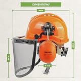 BLOSTM Chainsaw Safety Helmet 3 in 1 Orange Visor Ear Muffs Hard Hat view 4