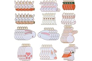AUGISTEEN 60 Pieces Easter Bunny Enamel Charms Cartoon Rabbit Carrot Pendant Charms Cute Animal Metal Charms for Bracelet Necklace Key Chain DIY Crafts Jewelry Making, 12 Styles