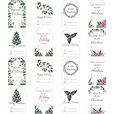 Haooryx Watercolor Plants Christmas Gift Tags - 160Pcs Christmas Gift Tag Stickers Watercolor Plants Christmas Labels Xmas to and from Adhesive Christmas Name Tag Present Box Package Decor (10Sheet)