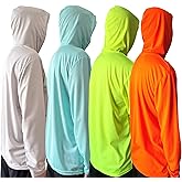 Men UPF 50+ Sun Protection Breathable Fishing Hiking Long Sleeve Workout T-Shirts with Hood