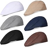 Geyoga 6 Pieces Men's Mesh Flat Cap Breathable Summer Newsboy Hat Cabbie Flat Cap
