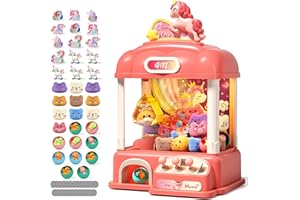 AIQI Unicorn Kids Claw Machine, Vending Machine Toys with Lights Sound, Candy and Prize Electronic Dispenser Game for Girls and Boys, Includes 35 Toys & 25 Game Coins