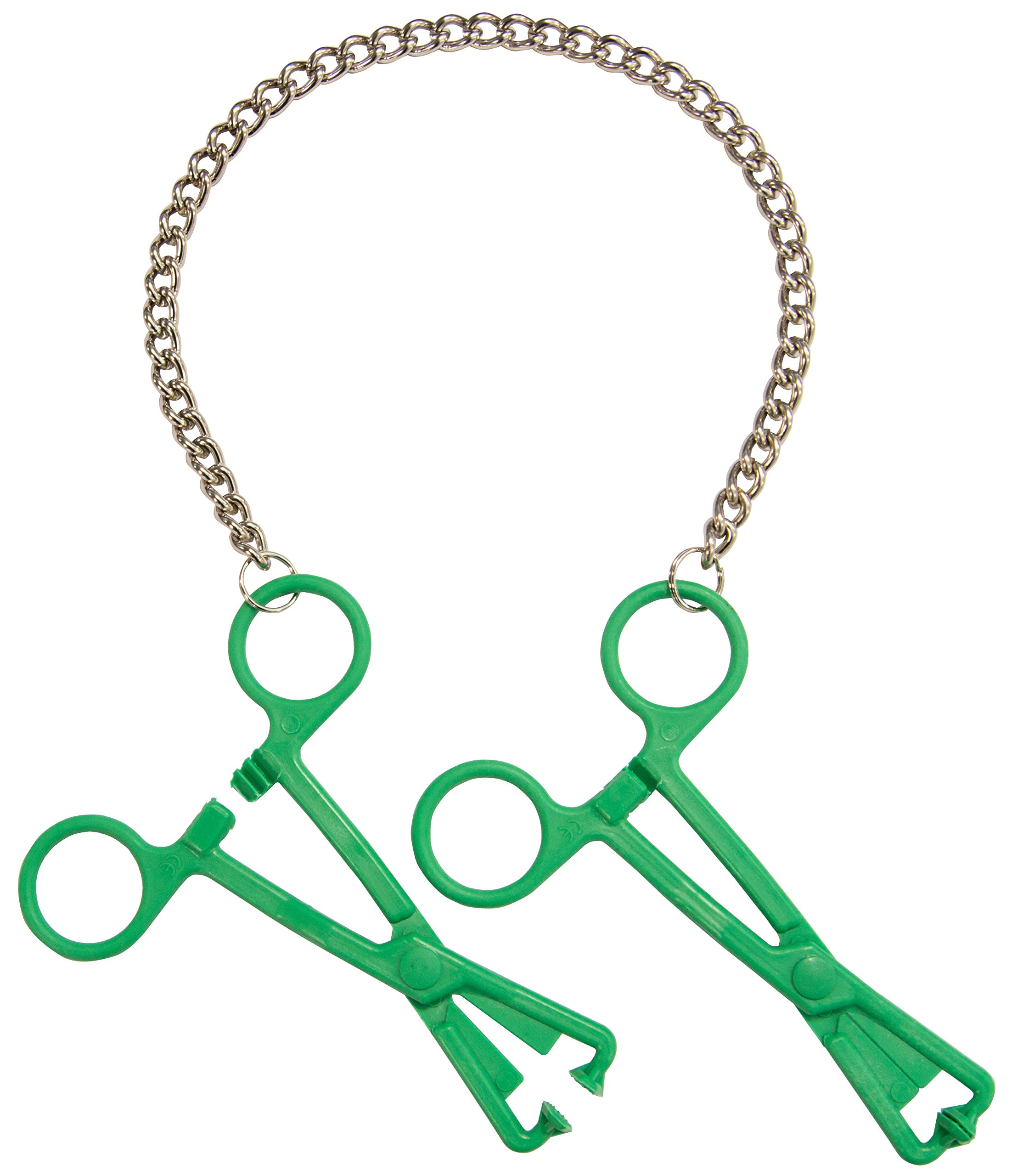 Green Tube Clamps Nipple Clamps on Chain