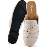 FUDYNMALC Womens Dress Mules: Backless Slip On Closed Toe Flats | Lightweight Suede Office Shoes Comfortable Business Loafers for Work Commute Casual Walking