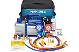 VIVOHOME 110V 1/3 HP 4.5CFM Single Stage A/C Vacuum Pump and AC Manifold Gauge Kit, Sparkless Motor for R32 R1234yf R454B R13