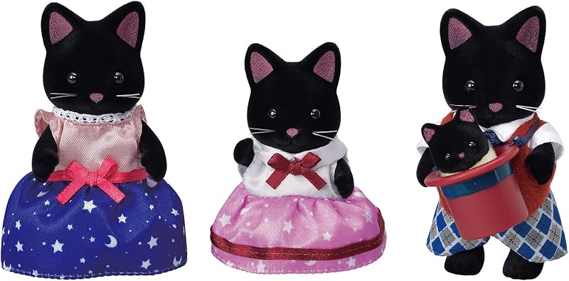 Sylvanian Families Midnight Cat Family Dollhouse Playset 5530 - 4 Pcs
