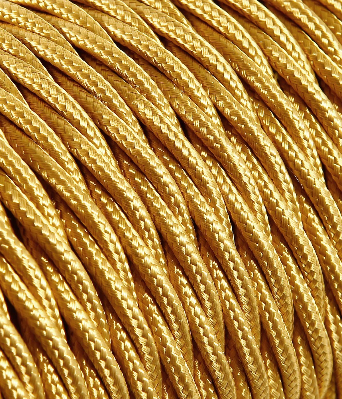 Electrical Cable Braid/Braided Fabric Coated Gold Colour Section 3x2.50 (15 Meters)