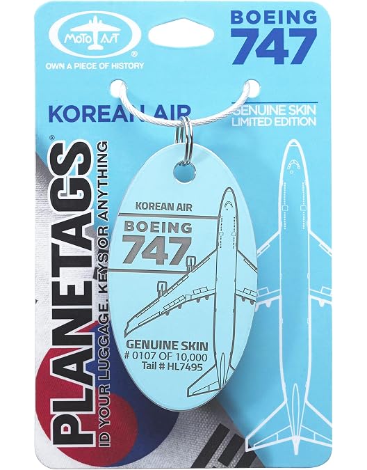 Amazon.com: PlaneTags 747 Korean Air - Light Blue | Genuine