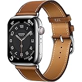 DONEGANI LB1 Leather Band for Apple Watch Bands Women Men Se Ultra 2 40mm 44mm 46mm 42mm 45mm 41mm 38mm 49mm Series 10 9 8 7 6 5 4 3 iWatch Strap Silicone Brown