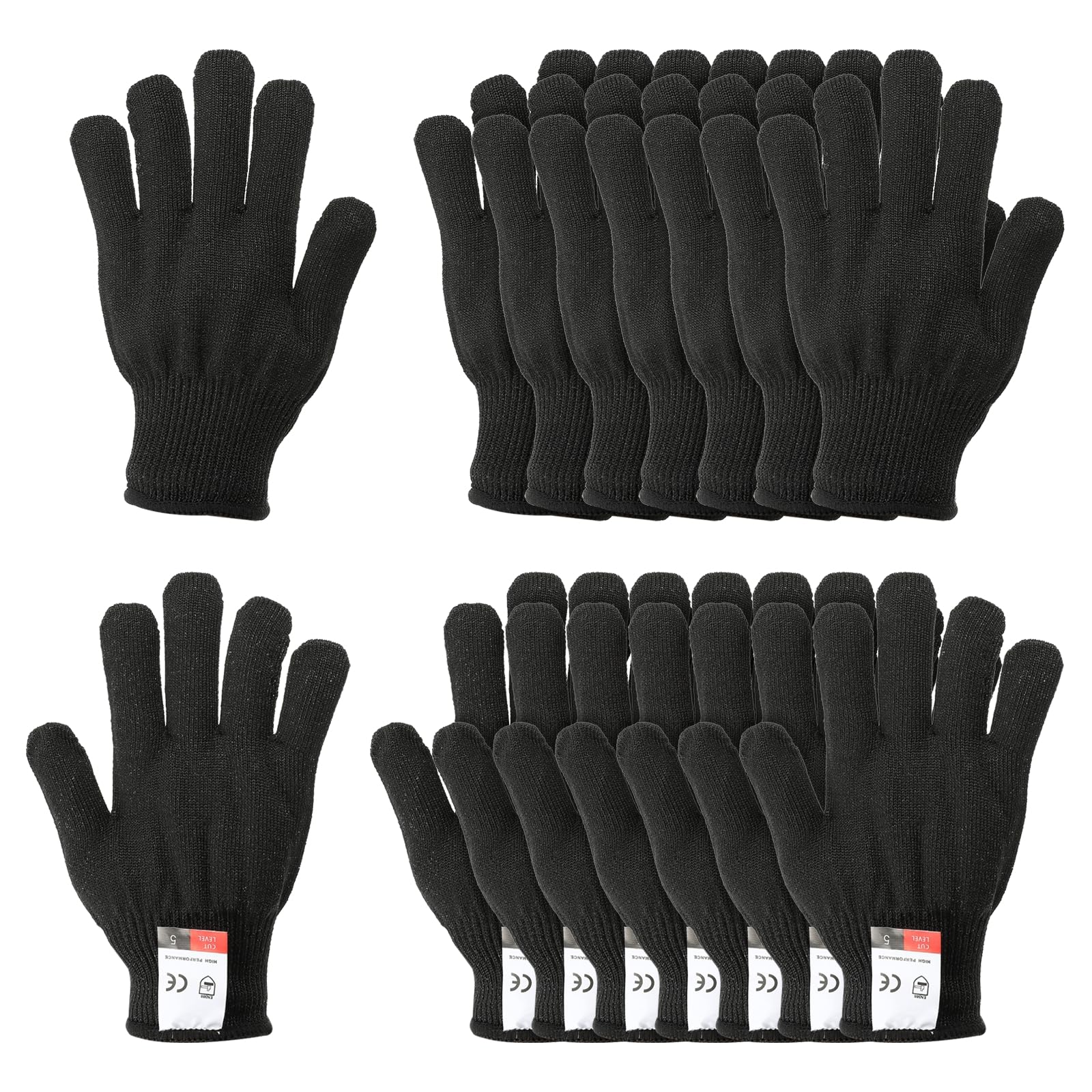 PATIKIL Cut Resistant Gloves, 8 Pair Level 5 Protection Anti Cutting Gloves Cut Proof Gloves for Kitchen Wood Carving Working, Extra Large, Black