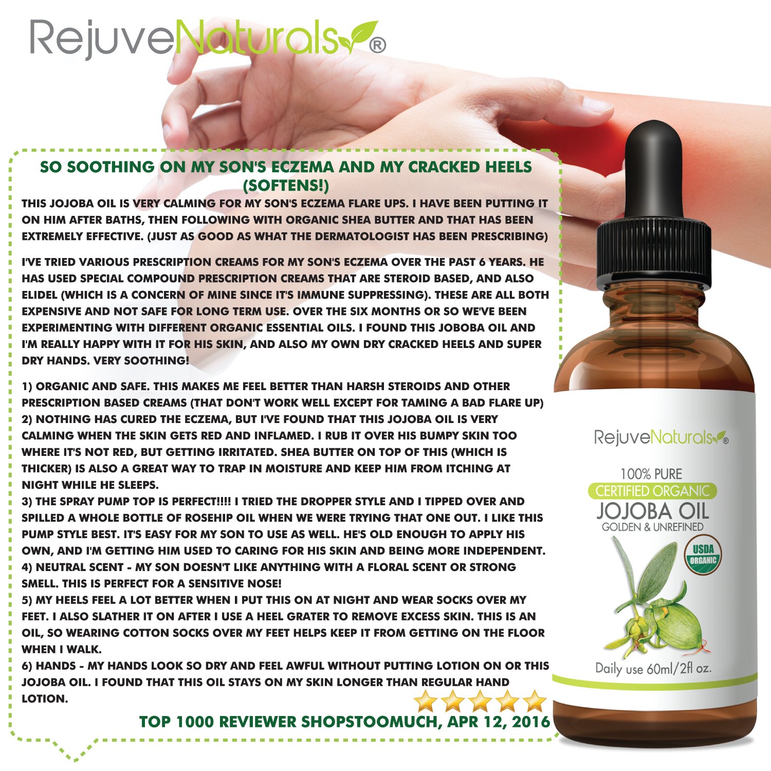 Jojoba Oil (2oz) USDA Certified Organic, 100 Pure, Cold Pressed