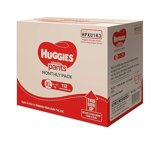 Huggies Wonder Pants, Monthly Box Pack Diapers, Extra Large (XL) Size, 112 Count