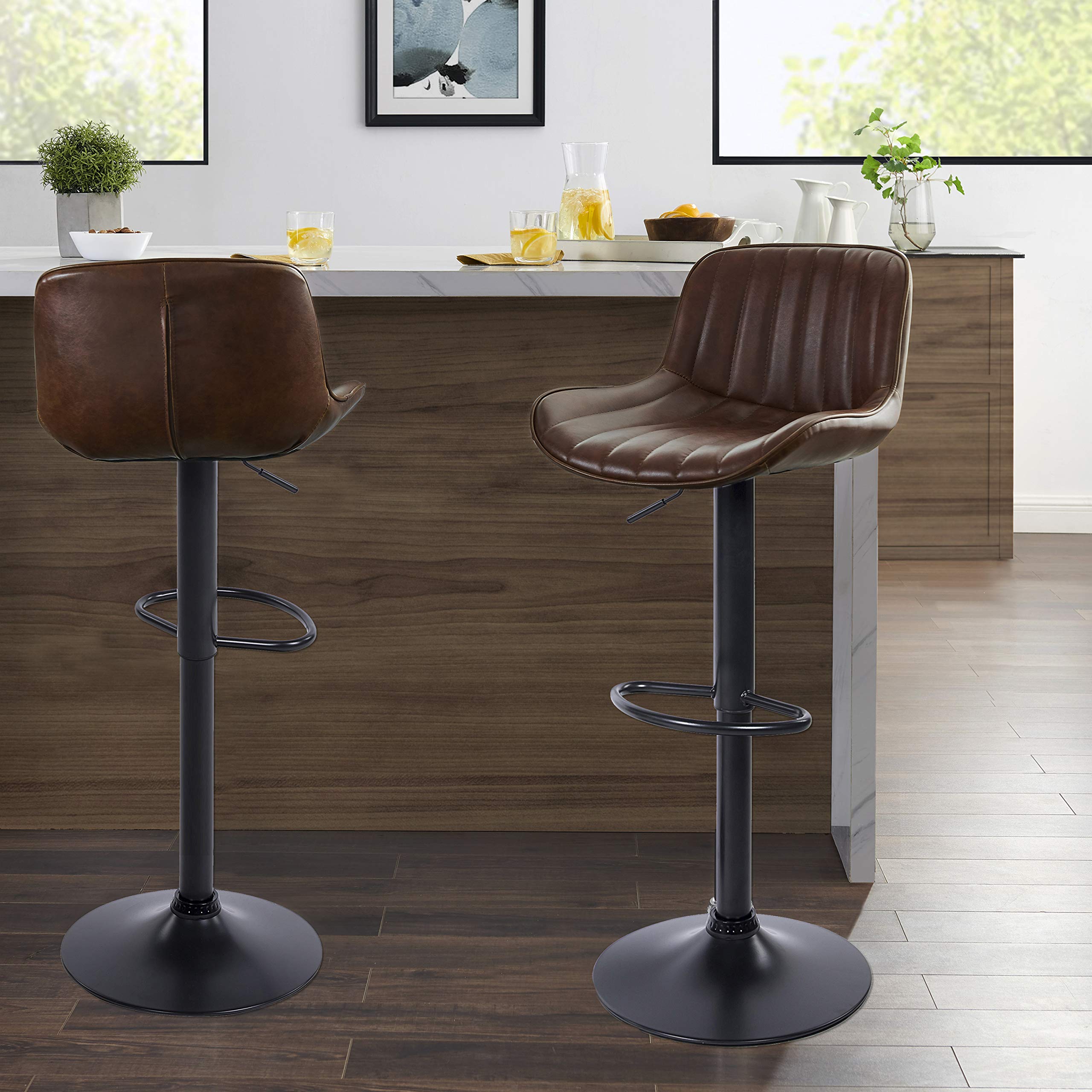 Buy Volans Mid Century Modern Faux Leather Swivel Adjustable Height Bar