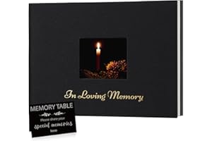 XKDOUS Linen Funeral Guest Book for Memorial Service Hardcover in Loving Memory Guestbook Celebration of Life Keepsake Guest Sign in Book with Table Sign for Funeral Service