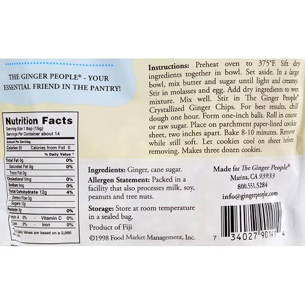 THE GINGER PEOPLE CRYSTALLIZED GINGER CHIPS – 7OZ BAG – PACK OF 1