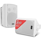 Pyle 6.5 Inch Wall Mount Waterproof Speaker System for Indoor or Outdoor Wireless Bluetooth Surround Sound System, White (2 Pack)