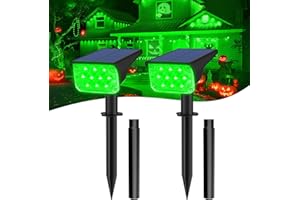 T-SUNUS Halloween Green Solar Spot Lights Outdoor, Landscape Spotlights 2 Modes Dusk to Dawn Waterproof IP65 for Accent Uplighting Christmas Tree St. Patrick's Day Yard Statue Graveyard Driveway Flag
