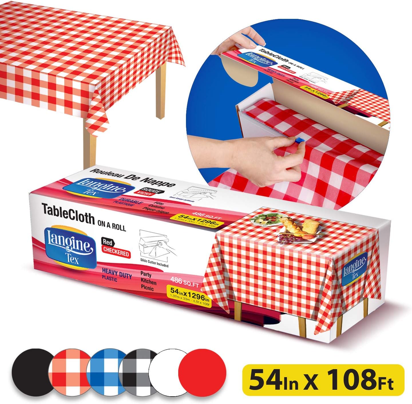 Langine Tex 54 Inch x 108 Feet Disposable Plastic Table