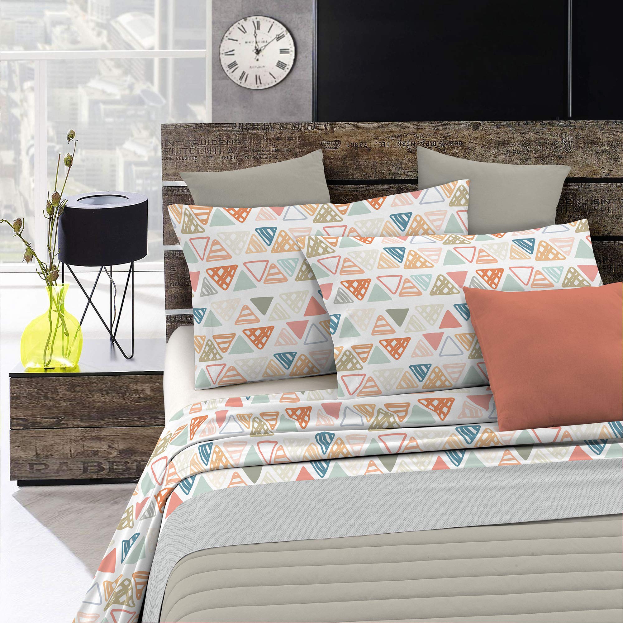 Italian Bed Linen “Watercolor” Bed Linen Set, WT16, Double, Cotton