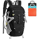 XUVPK 20L Hiking Backpack Lightweight Packable Hiking Daypack, Foldable Small Travel Outdoor Camping Shoulder Bag with Wet Dry Separation (Black)