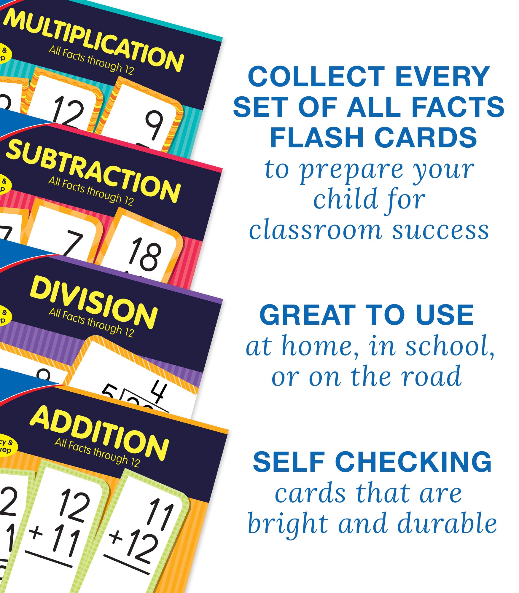 Carson Dellosa 54 Subtraction Flash Cards, All Facts for Subtracting Through 12, Mathematics Flashcards for Ages 6 and Up, Kindergarten, 1st Grade Learning Activities and Math Games for Kids 5-7