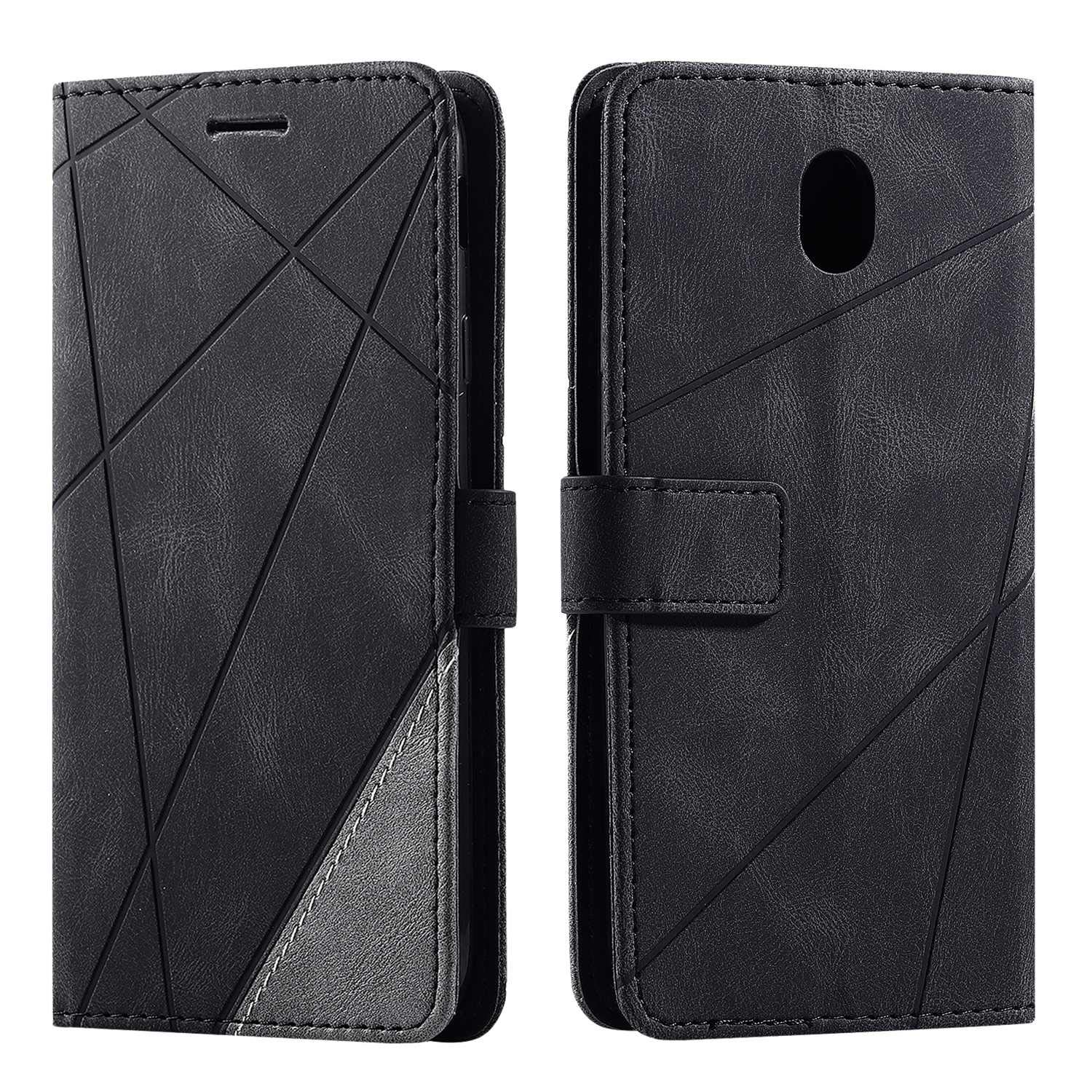 SONWO Case for Galaxy J7 2017 Case, Premium Leather Flip Wallet Case Magnetic Closure Card Slots Kickstand Phone Case for Samsung Galaxy J7 2017, Black