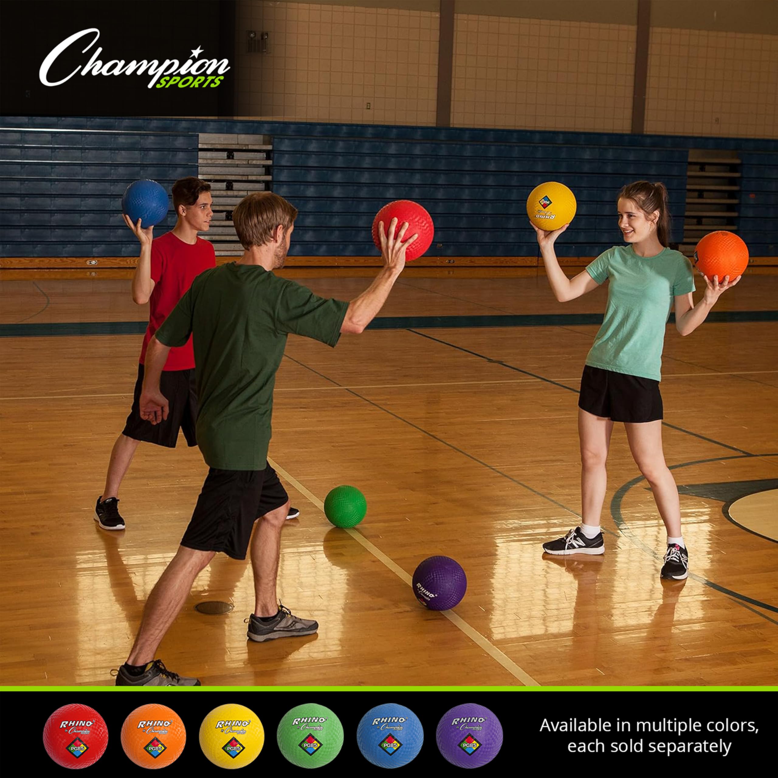 Champion Sports Playground Balls – Single Balls & Sets, Multiple Colors, Durable Nylon-Wound Construction for Kickball & Indoor/Outdoor Play