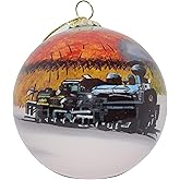 Blown Glass Christmas Ornament | Fall Train Great Smoky Mountains | Hand Painted Inside | Original Art | Includes Gift Box