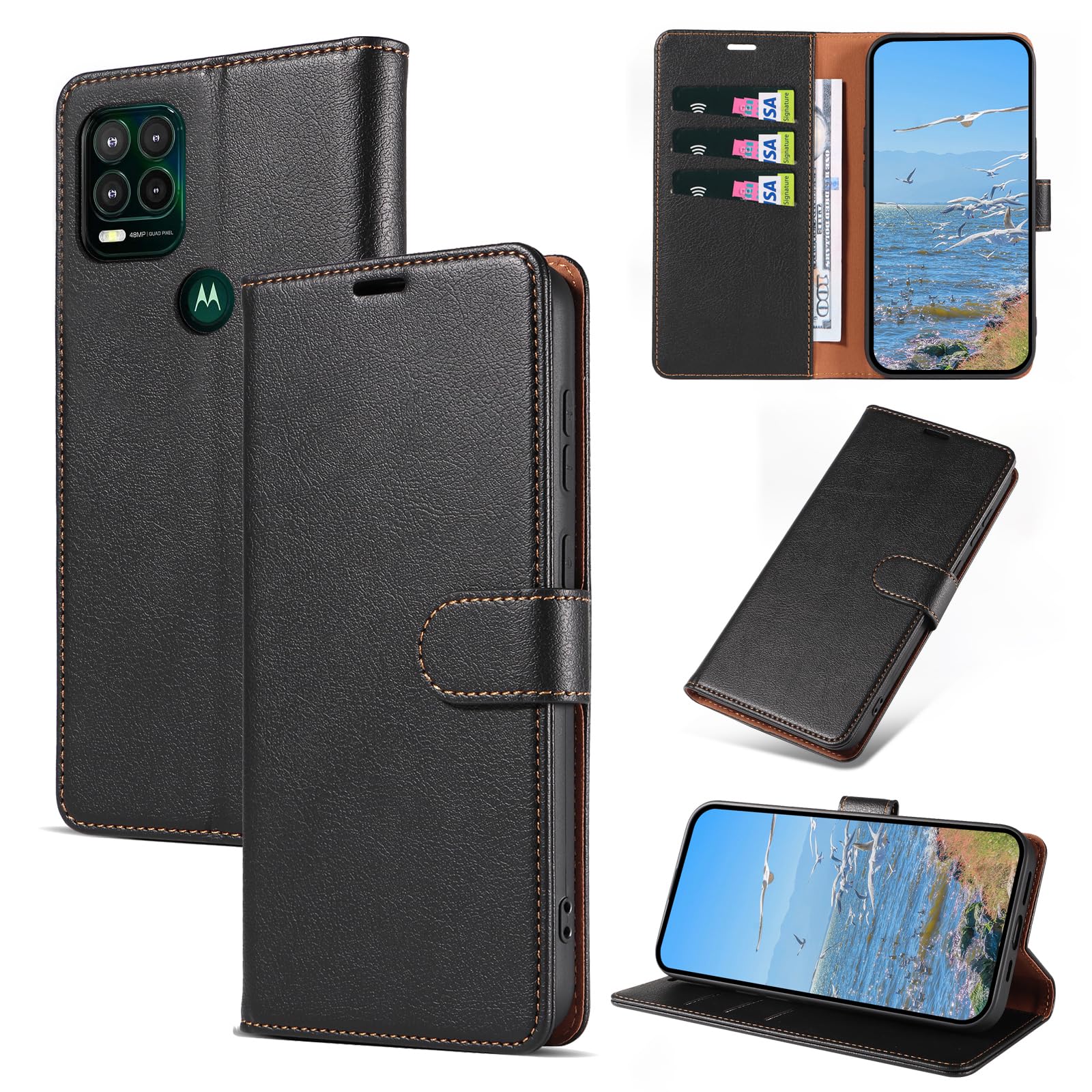 Photo 1 of KKEIKO Case for Moto G Stylus 5G 2021, RFID Blocking PU Leather Wallet Case with Card Holder, Magnetic Flip Cover Compatible with Moto G Stylus 5G 2021, Black