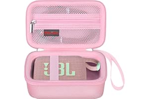 Elonbo Carrying Case ​for JBL Go 4 / JBL Go 3 / JBL Go 3 Eco Ultra-Portable Waterproof Bluetooth Speaker, Wireless Mini Dustproof Speaker Hard Travel Bag Storage Holder, Mesh Pocket Fit Cable, Pink