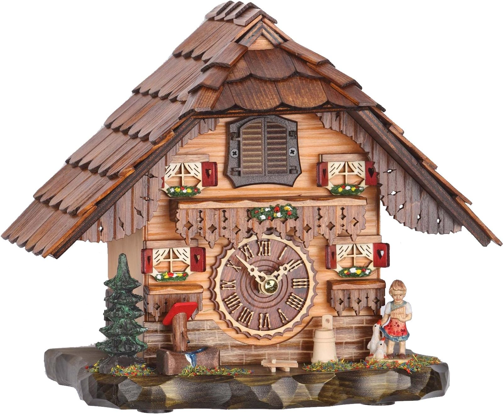 German Black Forest Quartz Cuckoo Clock plays Cuckoo Chime & 12 Different Melodies