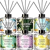 6 Pack Reed Diffuser Set, 10.14 Oz Reed Diffusers for Home with 30 Sticks | Long Lasting Essential Oil Scent, Gift Ready Fragrance Diffuser for Bedroom, Bathroom, Office, Home Decor (1.69oz Each)