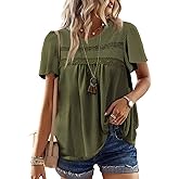 Falechay Womens Summer Tops Crewneck Short Sleeve Striped Shirts Casual Ribbed Blouses Flowy Hem Boho Clothing 2026