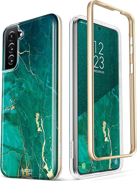 Amazon Com Gviewin Compatible With Samsung Galaxy S21 Plus Case 5g 6 7 Inch Marble Shockproof Bumper Hard Back Dual Layer Protective Cover Without Built In Screen Protector Green Gold