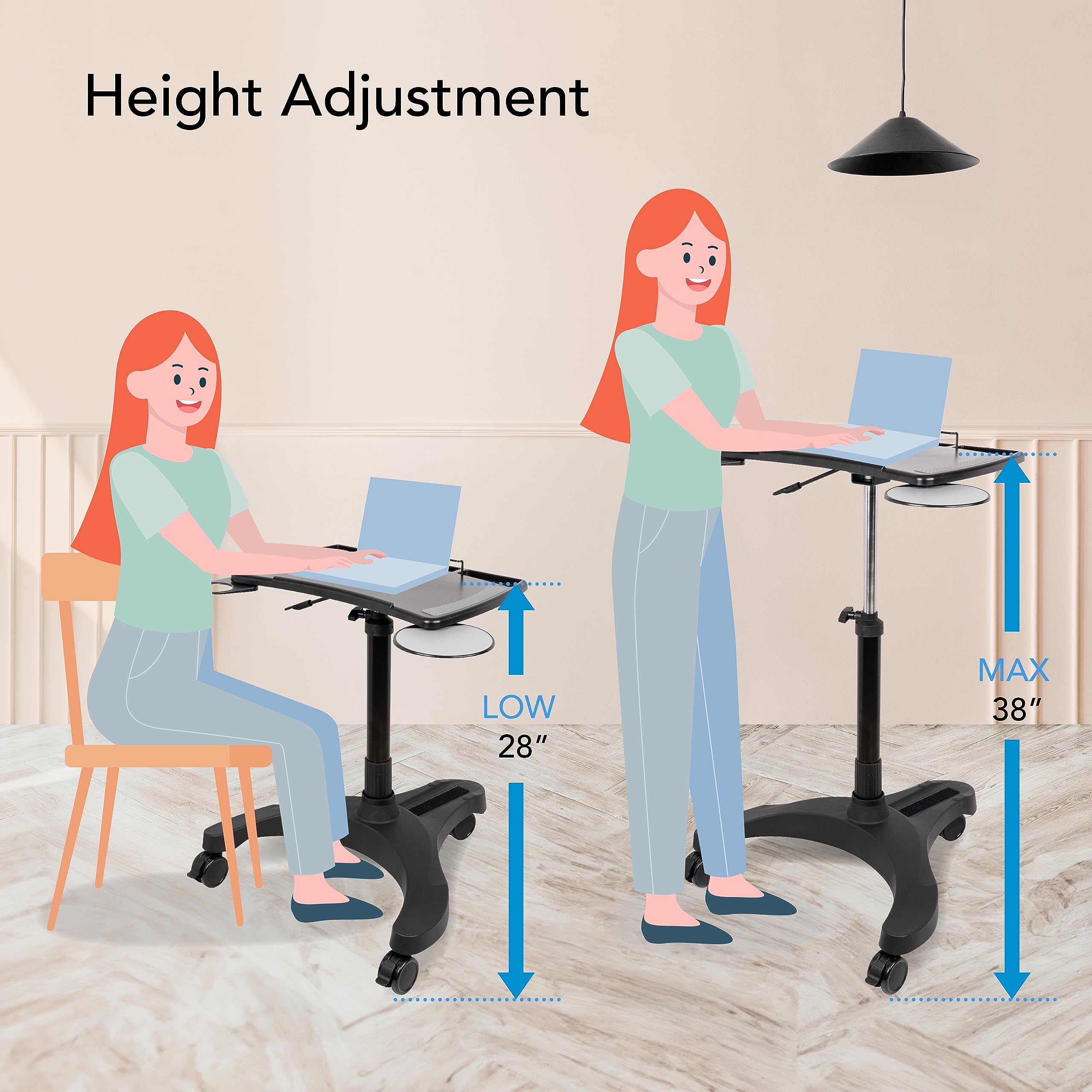 EHO Mobile Laptop Standing Desk Carts on Wheels