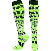 MadSportsStuff Crazy Tie Dye Socks for Softball Soccer Volleyball Tall Over the Calf Athletic Socks Fun Neon Colors