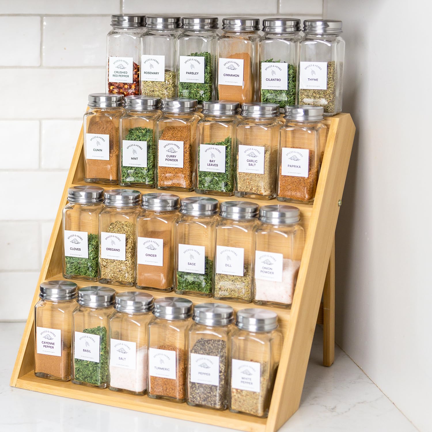 ECLECTICS KC Wooden Spice Rack Organizer - 3 Tier Shelf for Kitchen ...
