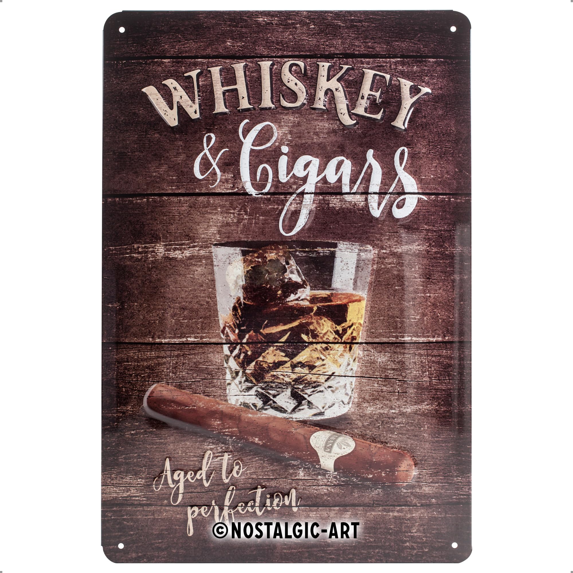 Nostalgic-Art Open Bar - Whiskey - Gift idea for liquor fansRetro Tin SignMetal PlaqueVintage design for wall decoration20 x 30 cm