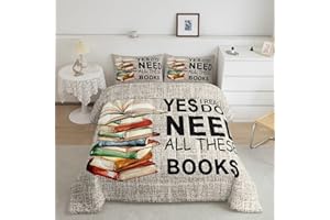 Castle Fairy Books Pattern Comforter Set,Book Lover Bedding Set for Kids Girls Women,Adults Book Comforter,Watercolor Quilted Duvet Set Bedroom Collection Twin Size 2Pcs