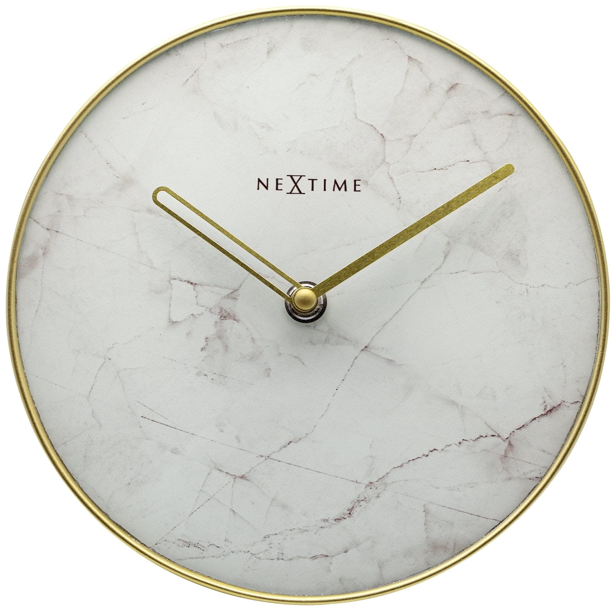 NeXtime - Table/Wall Clock - Diameter 20 cm - Glass/Metal - White - 'Marble'