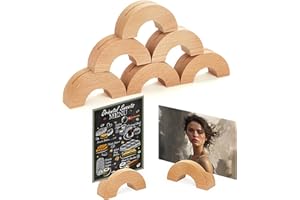 Gipizi Place Card Holders Wood 6 Pcs, A6 Menu Holder Wooden Table Number Holder Stands for Restaurants, Photos holder for Weddings, Banquets and Parties (6 Pcs Card Holder)