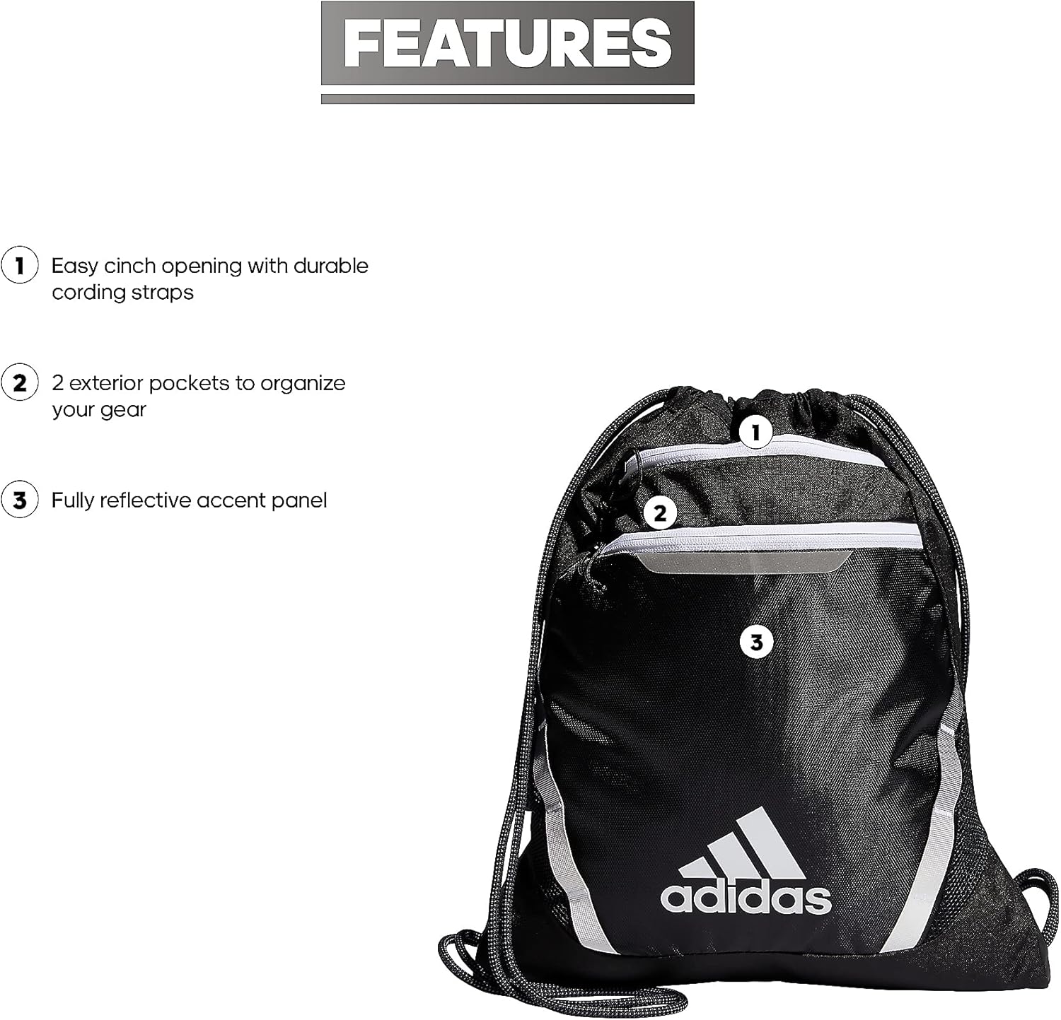 adidas Unisex Rumble III Sackpack, Black/White, ONE SIZE