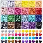 BONNY BOXX 3600Pcs 4mm Candy Color Acrylic Round Beads, 24 Colors Assorted Plastic Bubble Gum Beads with Hole Loose Beads Bulk for Bracelets Necklace Jewelry Making DIY Crafts