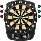 Electronic Dartboard for Adults, Colorful LCD Soft Tip Dart Board 40 Games | Low Bounce-Outs Electric Dart Boards, 427 Variations, Automatic Scoring, 6 Darts, 100 Soft Tips, AC Adapter or Batteries