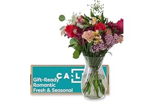 Callia Flowers - Bright & Cheerful Fresh Flower Bouquet - (Standard) Hand-Tied Fresh Cut with Vase, Fresh Flowers Delivery fo